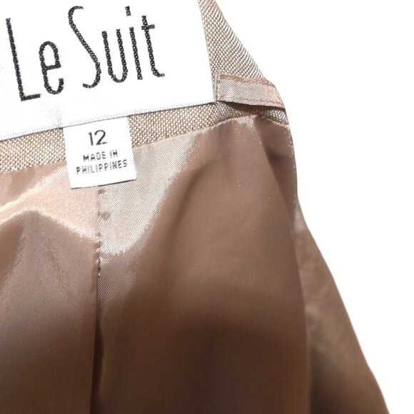 Le Suit Blazer Oatmeal Khaki Size 12 Safari Pockets - Picture 5 of 9